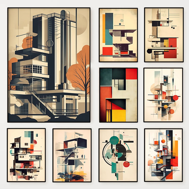 ภาพวาดบนผ้าใบสไตล์วินเทจ มินิม - Photography Geometry บทวิจารณ์และราคา
